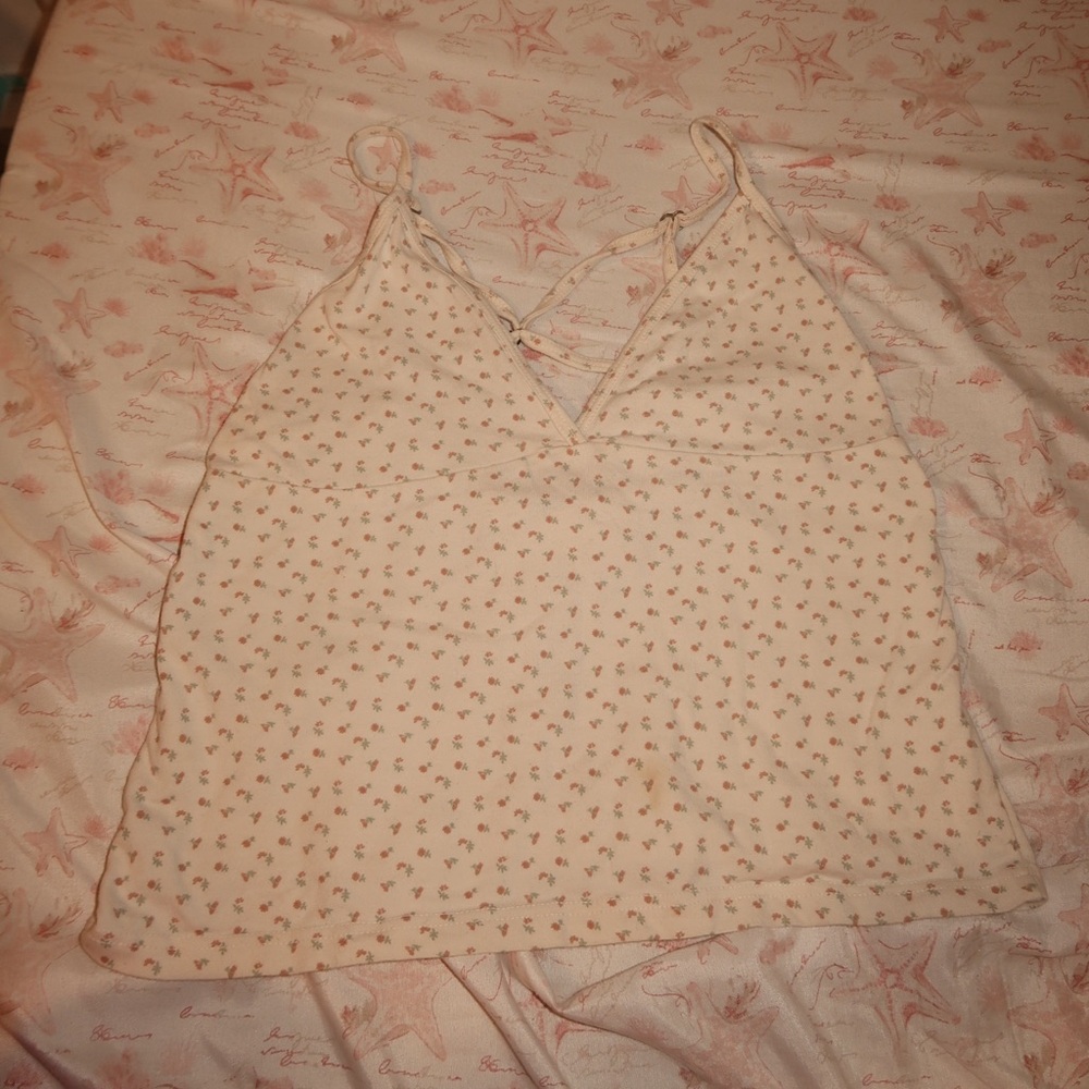 Brandy MelvilleCream Floral Women's Top